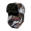 Bérets 2024 Hiver Chaud Épaissir Lei Feng Casquette Avec Rabat D'oreille Coupe-Vent Russe Ski Chapeau Fausse Fourrure Bomber Chapeaux Pour Hommes Femmes Conduite