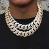 Bling Rappers hiphop smycken 23mm Sterling Sier 5 rader VVS Moissanite Iced Out Thick Cuban Link Chain Necklace