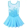 Stage Wear Baohulu Coton Ballet Robe Gymnastique Justaucorps Pour Fille Sans Manches Flocon De Neige Imprimer Jupe En Mousseline De Soie Tulle Performance Costume De Danse