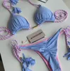 2024 Swimming Swim Wear Luxury Designer Bikini badkläder Öppen rygg vävt rep bikini triangel baddräkt kvinnan yakuda strand träning bekväm dhgate rabatt