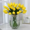 Decorative Flowers 5Pcs/Set Fake Flower Decor Simulated Faux Leather Long Stem Soft Artificial Tulip Wedding Supplies