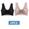 Bras 2 PCS Sexy Underwear Women Push Up For Plus Size Seamless Lace Bra Front Closure Wireless Gather Brassiere Bralette