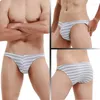 Mutande Slip da uomo in cotone sexy Vita bassa Intimo da uomo Gay Striped Pene Pouch Sissy Mutandine Bikini Tanga