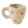 Tazze Tazza in ceramica pizzicata a mano Set da caffè e piattino Ciotola da dessert Tazza irregolare Tazza da tè colorata in polvere di fiori retrò