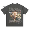 en Europa De Verenigde Staten Tide Retro do Oude gewassen korte mouwen High Street Clarkson Hip-Hop Oversized Summer Losse comfortabel T-shirt