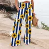 Pantaloni da donna Pantaloni da donna a vita alta con gamba larga e vestibilità ampia, palazzo, casual, alla moda, da spiaggia, con due tasche