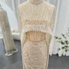 Sharon powiedziała luksusowe Pearls Dubai Champagne Evening Sukienki z Przylądkiem 2024 Arabskie kobiety Mermaid Wedding Party Dress SS369 240220