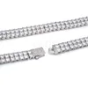 Modne 5 mm podwójne rzędy d vvs lodowe mrożone moissanite Diamond Sterling Sier Sier Tinn Chain Naszyjnik Bracelets Biżuteria Kobieta