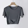 2024 lululemenI Женская укороченная футболка для йоги в рубчик из модала с короткими рукавами, дышащая облегающая спортивная футболка для бега 888eee