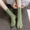 Chaussettes Harajuku de Style japonais pour femmes, bout Tabi pour l'été en Fiber, deux doigts, Kimono, tongs, sandales, chaussettes fendues