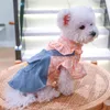 Cão vestuário primavera verão roupas bonito floral cintas vestido fino saia para pequeno chihuahua bichon poodle traje filhote de cachorro pet vestidos