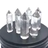 Dekoratif figürinler 1pc net kuvars kristal noktası doğal asa örneği reiki şifa taşı