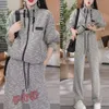 Fashionable and Stylish Casual Sportswear for Women's 2024 Spring New Style Stand Up Collar Top Wide Leg Pants Two-piece Set