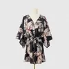 Abiti casual Mezza manica svolazzante monopetto per donna 2024 Summer Leaf Fresh Print Mini abito elastico in vita Abbigliamento donna