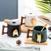Kreative süße handgemachte Shiba Inu Tasse mit Deckel Löffel Keramik Hund Tassen personalisierte Tasse für Kaffee Tee Küche Geschirr Liebe Geschenk L257l