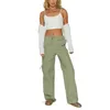 Women's Pants Womens Cargo Dressy Casual High Waisted Baggy Stretchy Wide Leg Y2K Straight-Leg Buckle Women Work