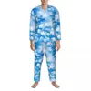 Men's Sleepwear Sunset Cloud Pajama Sets Autumn Bright Tie Dye Kawaii Home Unisex 2 Piece Vintage Oversize Design Suit Present