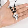 Hanger Kettingen Vnox Cool Fashion Haaientand Voor Mannen Jongen Rvs Dierlijke Tanden Kraag Verstelbare Zwarte Touw Ketting