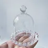 Bottles 2sets/pack 7 9cm Cylinder Shaped Floral Border Glass Base Dome Candle Dust Cover Cake Plate Egg Tart Dish