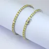 Kaderma hurtowa łańcuch cen lodowany żółty vvs moissanite bransoletka S 2 mm-5 mm okrągły naszyjnik tenisowy