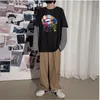 Men's T Shirts Harajuku Spring And Autumn Long-sleeved T-shirt Casual Loose Handsome Blouse Splicing Two Student Base Shirt
