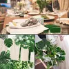 Decorative Flowers Palm Leaves Artificial Tropical Monstera Green Fake Leaf Decorations For Decoration Wedding Birthday Theme Party