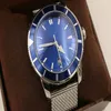 Luxury Super Marine Steel Case - Metallic Blue Dial Ocean Classic Three -Piece Automatisk rostfritt stål Herrklocka A1732016 263D