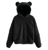 Hoodies femininos inverno moda coreana orelhas de urso bonito solto moletom fofo com capuz quente moletom manga comprida tops pulôver roupas para mulheres