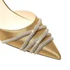 Sandales Bling Strap Tacones Point Toe Talons Bas Slingback Chaussure Femme Luxe Boucle Casual Sandalias Backstrap Zapatos Mujer