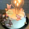 Party Supplies Purple Pink Butterfly Cake Decoration Happy Birthday Topper Handgjorda målade för bröllop baby shower