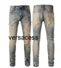 pile jeans européen violet jean hommes broderie quilting déchiré pour tendance marque vintage pantalon hommes plier mince maigre mode jean pantalon droit