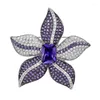 Brooches Elegant Temperament Purple Star Flower For Women Coat Luxury Delicate Full Clothing Accessories Wedding Pin