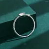 Кольца кластера HOYON, модное простое кольцо из стерлингового серебра S925 с розовым бриллиантом «Любовь», женское кольцо с витой пыльцой вереска, ювелирное кольцо с кристаллами