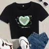 Dames T-shirts Y2k Crop Tops Korte Raglanmouwen Vintage Leuke Grafische Vrouwen Tee Fairycore Baby Slim Sweet Girl Gothic Streetwear