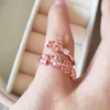 100% Plata de Ley 925, anillo de rama de flor de melocotón rosa, joyería Pandora, anillo de compromiso para amantes de la boda, anillo de moda