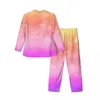 Men's Sleepwear Sunset Cloud Pajama Sets Autumn Bright Tie Dye Kawaii Home Unisex 2 Piece Vintage Oversize Design Suit Present