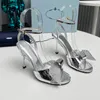 Luxe Cristal Slingback Pompes Nouveau 2024 Été Célèbre Designer Talons Hauts Sandales Femmes Plat Ballet Triangle Métal Miroir Cuir 12 Styles Bouts Pointus Chaussures Habillées