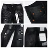 Purple Brand Trend Distressed Black Rip Bike Slim Fit Moto Pantalon de survêtement Designer Hommes Jeans Mode Femmes