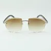 Cutting lens sunglasses 4189706-A white and black mixed natural buffalo horn sticks, size: 58-18-140 mm