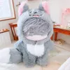 Jogando casa brinquedo acessórios lobo urso 20cm boneca roupas onepiece vestuário macacões com cauda dos desenhos animados animal outfit 240223