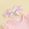 Clothing Sets Blotona My First Easter Baby Girl Outfit Short Sleeve Romper Dress Suspender Skirt Headband Clothes Set