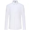 Męskie klasyczne francuskie mankiety Solidna sukienka Koszula Fly Front Placket Formal Business Standardfit Prace biurowe z długim rękawem Białe koszule 240219
