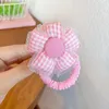 Haaraccessoires Lente Zomer Kant Doek Kleur Plaid Grote Bloem Elastische Band Voor Meisje Kinderen Leuke Kawaii Prinses Rubber Paardenstaart Banden