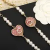 2024 Luxury quality charm sweater pendant necklace with nature shell beads and pink diamond in 18k gold plated have stamp box PS3342