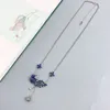 Hängen 925 Silver ClaVicle Chain Blue Emamel Phoenix Tassel Necklace For Women Vintage Style Exquisite Pendant Banket smycken