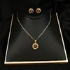 Ensemble collier et boucles d'oreilles MANDI en pierre rouge naturelle, deux pièces plaqué or 18 carats, strass incrustés, ne se décolore pas, bijoux pour femmes