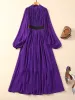 Robes longues pour femmes dames printemps haute qualité mode fête violet Rose rouge plissé décontracté doux jolie robe à manches longues