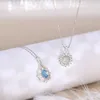 S925 Natural Topaz Pendant Necklace Water Drop Blue Silver Inlaid Colorful Treasure Pendant Commuting OL Princess Gift