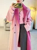 Party Dresses Wool Gradient Double Breasted Long Double-sided Cashmere Coat Medium Length Straight Tube Temperament Women's