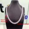 Modne 5 mm podwójne rzędy d vvs lodowe mrożone moissanite Diamond Sterling Sier Sier Tinn Chain Naszyjnik Bracelets Biżuteria Kobieta